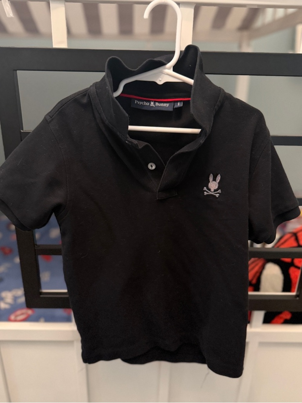 Psycho Bunny Kids Black Polo with Embroidered Logo 7/8